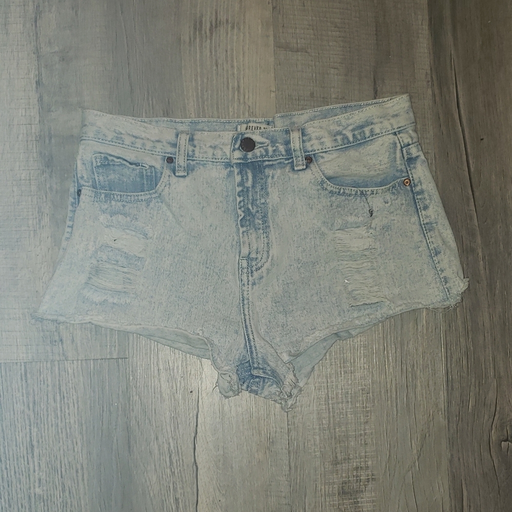 High Waisted Acid Wash Shorts